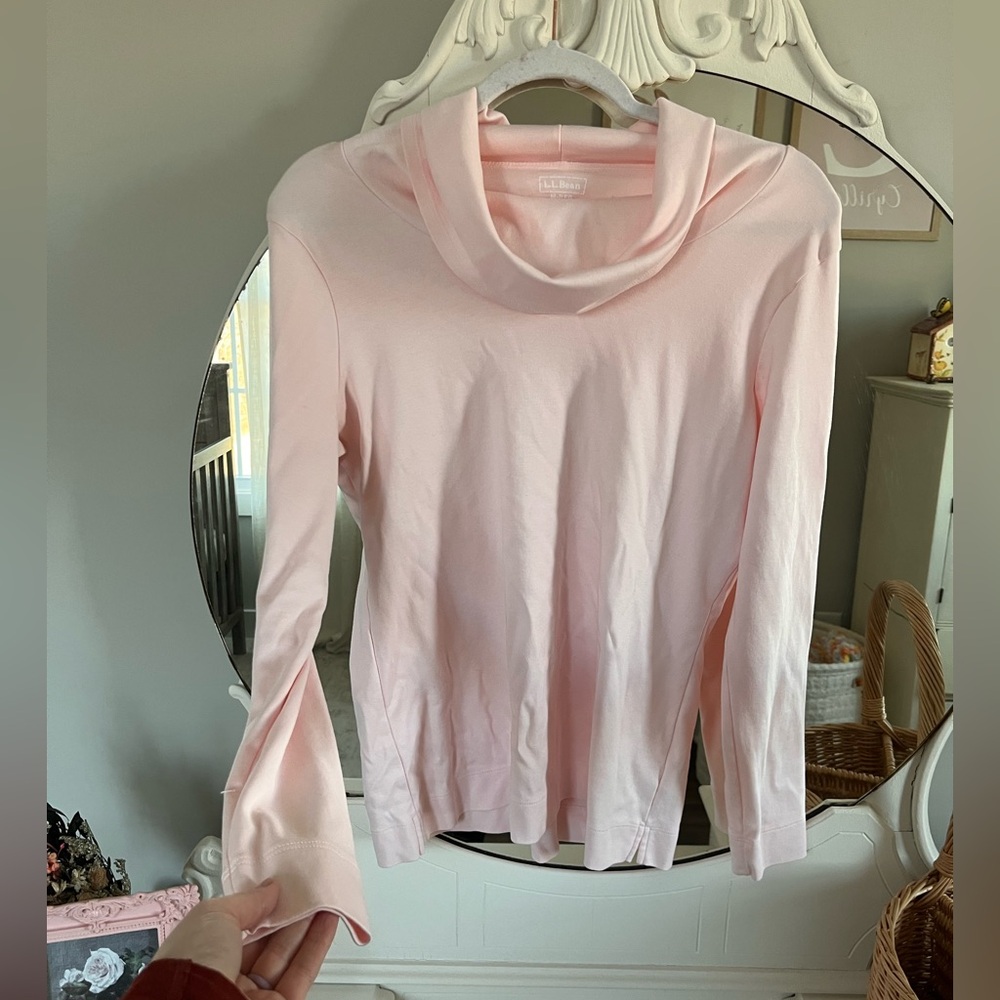 LL Bean pink cotton long sleeve top